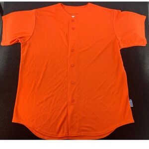 Majestic Cool Base Orange Baseball Jersey Men's Size Large Button Down